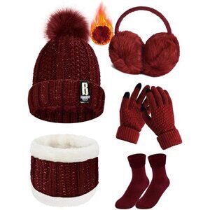 Winter Knitted Set for Women and Girls Hat Scarf Gloves Earmuffs Socks Warmer